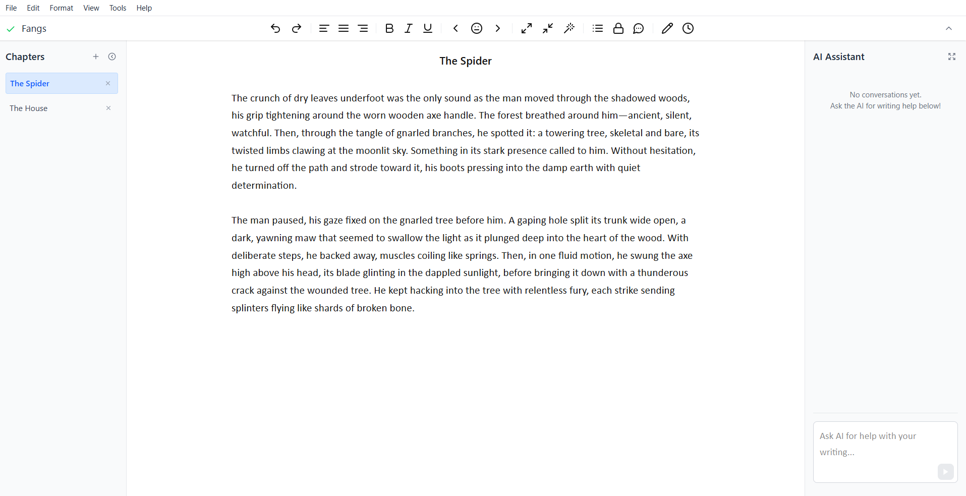 Writing application interface